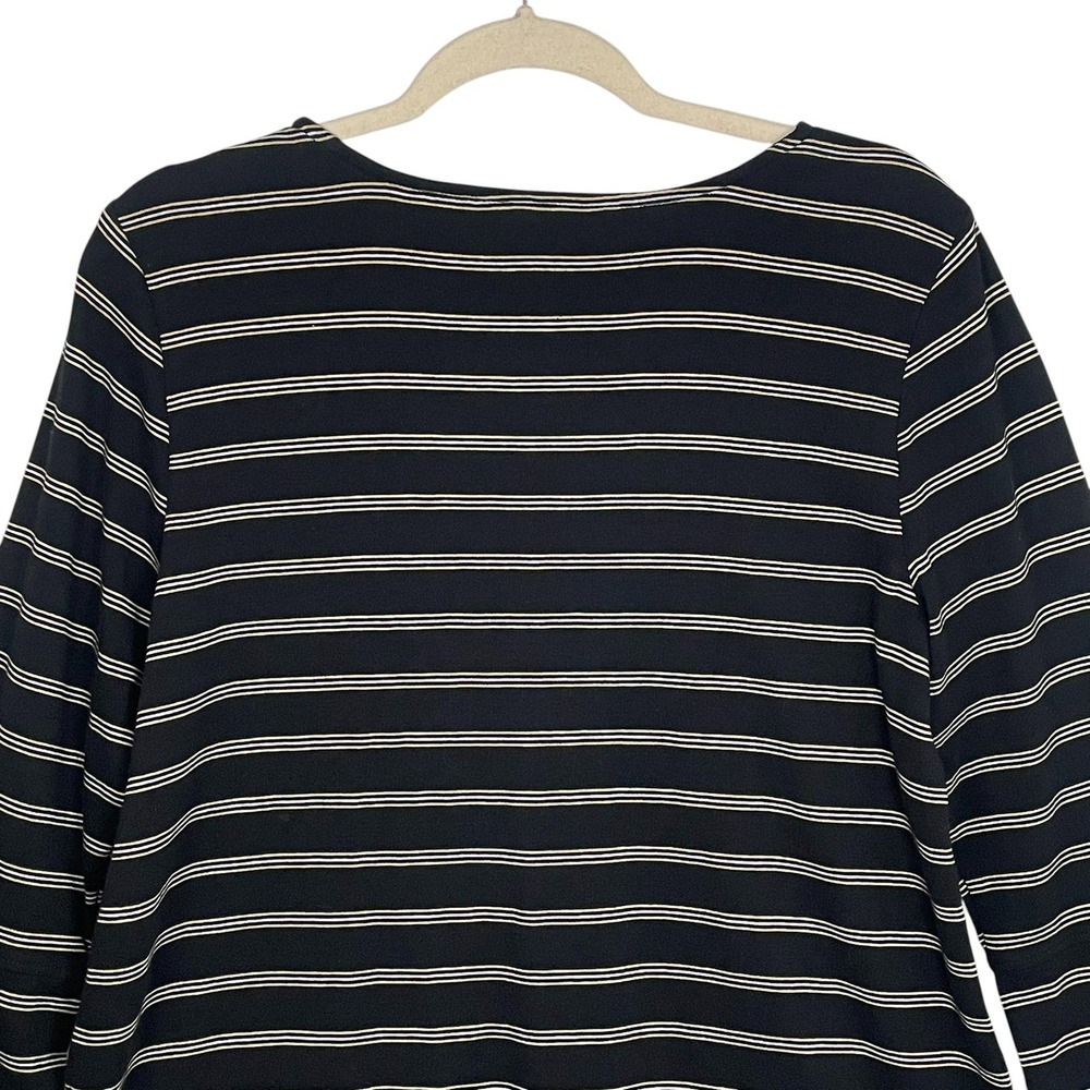 J.Jill‎ Large Black Stripe Pima Cotton Modern Classic Minimalist Top - Picture 4 of 10